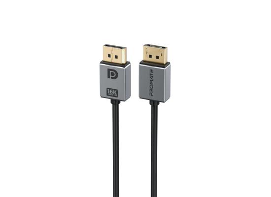Promate DPLink-16K DisplayPort 2.0 Cable, Premium Ultra HD 16K@60Hz Video Display Cord, Gold Plated Connectors, 2m Super Slim Cable